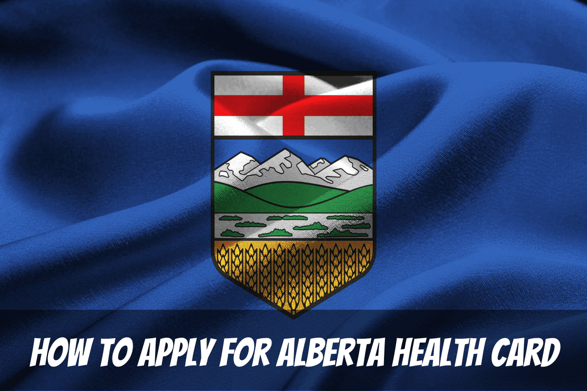 Le drapeau provincial est une toile de fond pour savoir comment faire une demande de carte santé de l'Alberta au Canada