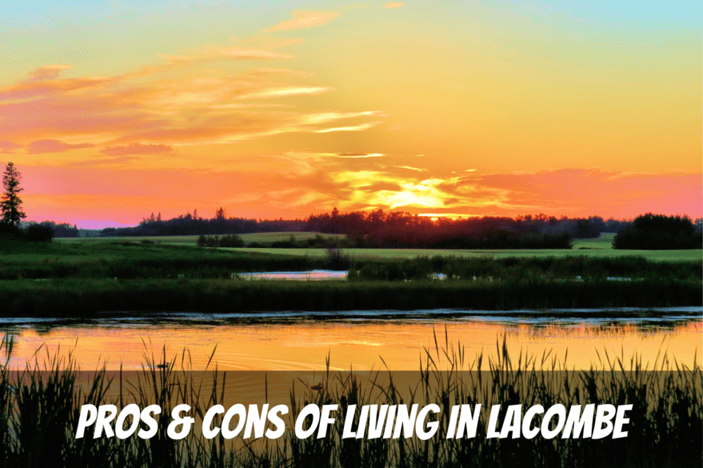 Le magnifique coucher de soleil sur le lac est un avantage de vivre à Lacombe en Alberta