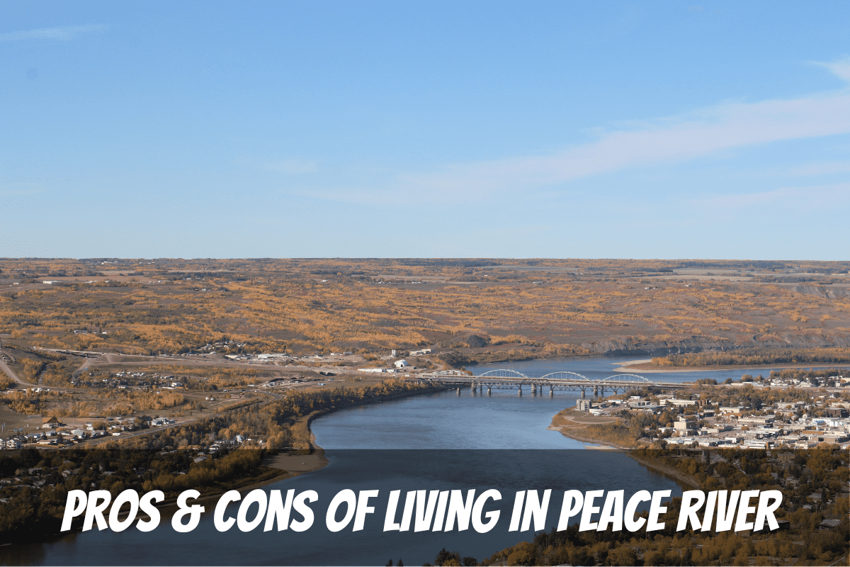 Fall Aerial View Across The Town And Bridge Pros And Cons Of Living In Peace River Alberta Canada
