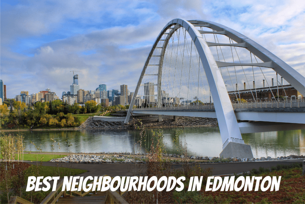 Horizonte del centro a través de la caída del río North Saskatchewan Los mejores vecindarios en Edmonton Alberta Canadá