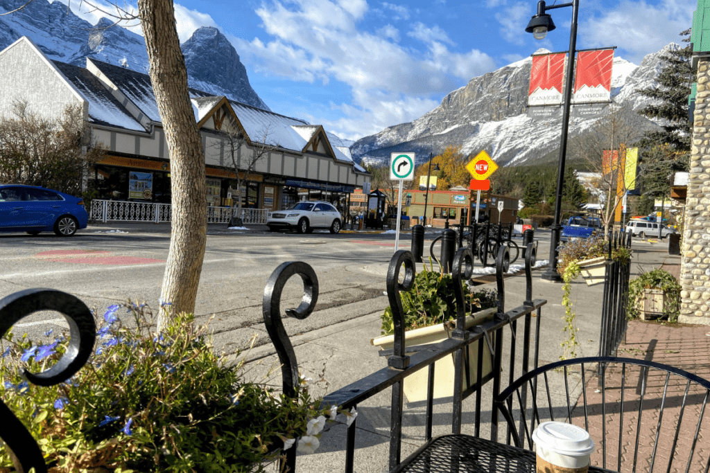 Main Street Canmore Canada With Rocky Mountains In The Background One Of The Best Towns In Alberta